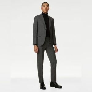 Tailored Fit Wool Blend Puppytooth Trousers